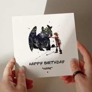 Como Treinar o Seu Dragão Cartão de Aniversário, Cartão Personalizado, Cartão para Filho, Cartão para Neto, 1º, 2º, 3º, 4º Aniversário, Cartão para ela #352