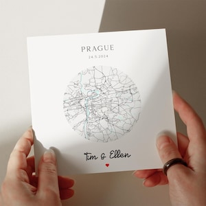 Tarjeta de compromiso de Praga, tarjeta personalizada, tarjeta de boda, tarjeta de aniversario, tarjeta para esposa, tarjeta para esposo, idea romántica n.° 752