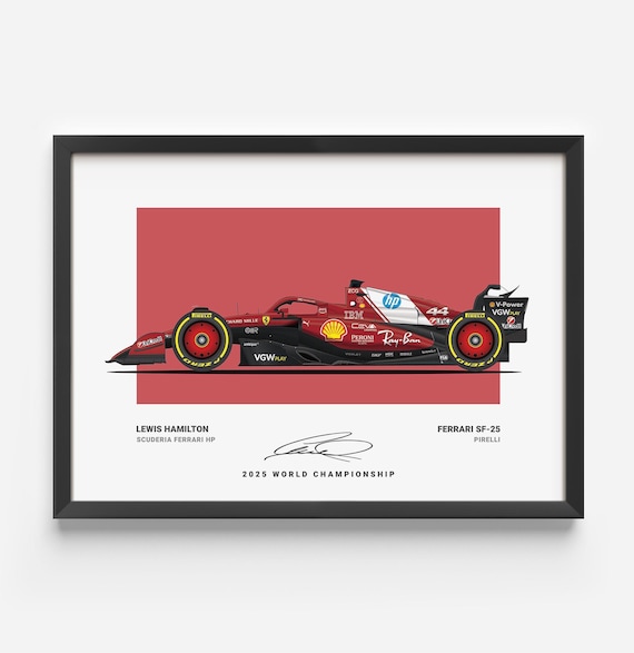 Ferrari SF-23 ポスター　2025年HAMILTON Lewis Hamilton 2025 Ferrari Art Print: Motorsport Wall Decor - Etsy