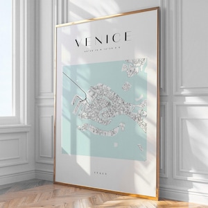 Venedig Karte Drucken, Dekoration, Wandkunst, Druck, Poster, gerahmt