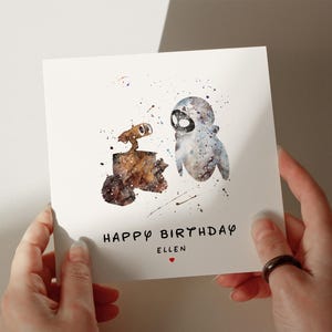 Carte d'anniversaire Wall-e, carte personnalisée, carte pour fils, carte pour petit-fils, 1er, 2e, 3e, 4e anniversaire, carte pour elle #323