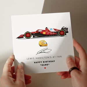 Biglietto di auguri di compleanno Lewis Hamilton Ferrari 2025, biglietto personalizzato, biglietto per figlio, biglietto per nipote, biglietto per marito, biglietto per figlia #854