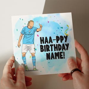 Tarjeta de cumpleaños de Haaland, tarjeta personalizada, tarjeta para hijo, tarjeta para nieto, tarjeta para esposo, tarjeta para hija n.° 306