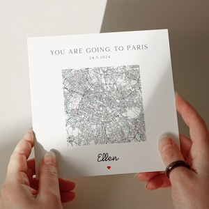 Biglietto di auguri per le vacanze a Parigi, biglietto personalizzato, biglietto a sorpresa, biglietto per la moglie, biglietto per il marito, idea per biglietto romantico n. 740