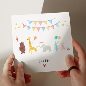 Carte d'anniversaire animaux mignons - carte pour fille - carte d'anniversaire petite-fille - petit-fils - pour petit-enfant - nièce - carte personnalisée #755
