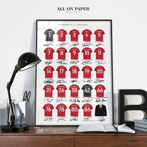 Liverpool 2024 2025 Squad Art Print  Minimalist Shirt Poster Decor