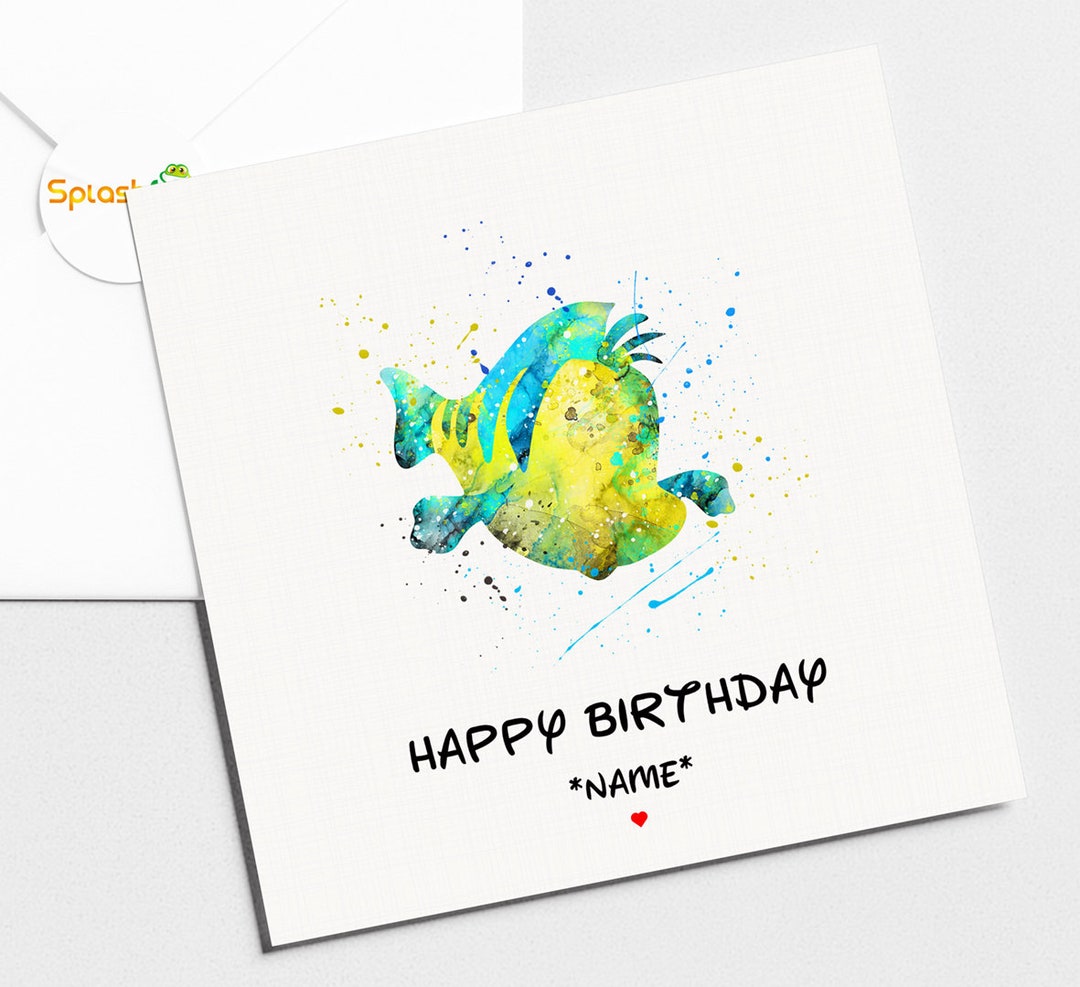 Flounder Birthday Card, Personalised Card, Card for Son, Card for