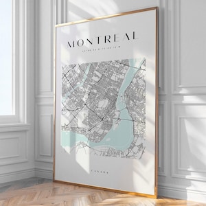 Impression carte de la ville de Montréal, décoration d'intérieur, art mural, impression, affiche, encadré