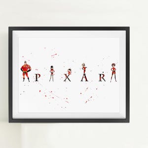 Minimalist Watercolor Art Print Poster Gift Idea For Him Or Her | Nursery Art | Gift for Baby | Incredibles
