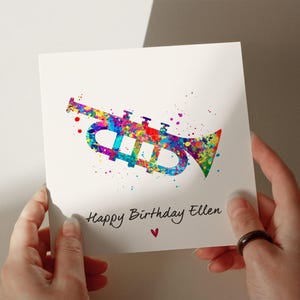Trumpet Birthday Card, Girlfriend Birthday Card, Trumpet Player Birthday Card, Musical Card, Musical Instrument, Personalised Card #671
