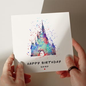 Castle Birthday Card, Personalised Card, Card for Daughter, Card for Granddaughter, Card for Wife, Card for Sister #148