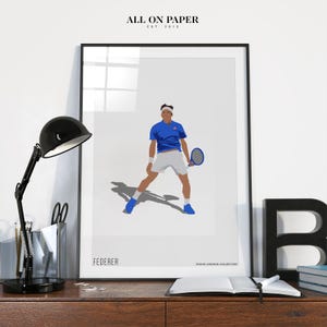 Federer Tennis Kunst Druck Poster Minimalistisches Design