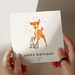 Carte d'anniversaire Bambi, carte personnalisée, carte pour fils, carte pour petit-fils, 1er, 2e, 3e, 4e, 5e anniversaire, carte pour elle #162
