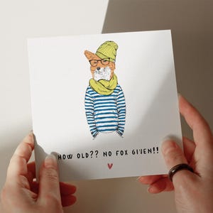 Carte d'anniversaire sans renard, carte d'anniversaire partenaire mignon, carte personnalisée, carte pour ami, carte pour mari, petit ami, drôle #826