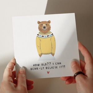 Bear-ly Believe Geburtstagskarte, Süßer Partner Geburtstagskarte, Personalisierte Karte, Karte für Freund, Karte für Ehemann, Freund, Lustig #832
