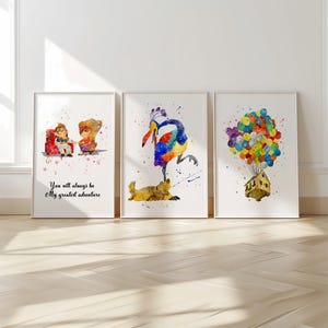 Lot de 3 tirages d'art aquarelle, poster, idée cadeau pour petite-fille, oeuvre d'art pour chambre d'enfant, pour fille, fils, maman, idée cadeau