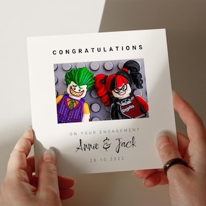 Tarjeta de compromiso de Harley y Joker, tarjeta para esposo, tarjeta para esposa, tarjeta para amigo, tarjeta para hermano, tarjeta divertida n.° 199