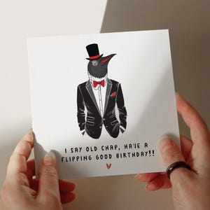 Tarjeta de cumpleaños de un viejo pingüino, linda tarjeta de cumpleaños para tu pareja, personalizada, para un amigo, esposo o novio, divertida #804
