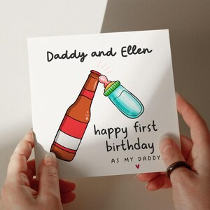 Feliz primer cumpleaños como papá - Tarjeta de cumpleaños personalizada para papá - Tarjeta de cumpleaños para papá - De hijo - De hija - N.° 662