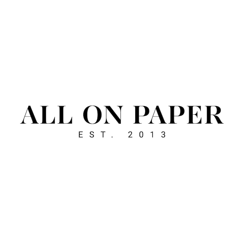 the text "ALL ON PAPER" in a large font, followed by "EST. 2013" in a smaller font.