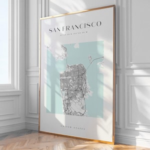 San Francisco City Map Print, Home Decor, Wall Art, Print, Poster, Framed