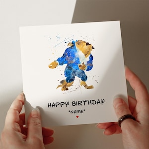 Carte d'anniversaire La Belle et la Bête, carte personnalisée, carte pour fils, carte pour petit-fils, 1er, 2e, 3e, 4e anniversaire, carte pour elle # 363