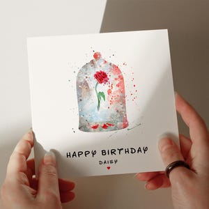Biglietto di compleanno La bella e la bestia, biglietto personalizzato, biglietto per figlio, biglietto per nipote, biglietto per il 1°, 2°, 3°, 4° compleanno, biglietto per lei #361