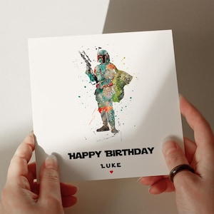 Boba Geburtstagskarte, 350gsm, personalisierte Karte, Grußkarte, Karte für Sohn, Karte für Enkel, Karte für Ehemann #136