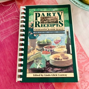Party Receipts from the Charleston Junior League . Vintage Cookbook . Hors D&#39;Oeuvres, Savories, Sweets . Illustrated .