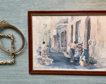 Margaret Carter . Charleston Flower Sellers . Vintage Watercolor Print . Charleston Artist . Signed .