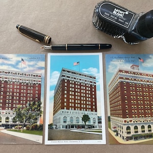 Hôtel François Marion. 3 Cartes postales . Hôtel historique de 1924. Nommé d'après le héros de la guerre révolutionnaire Francis Marion, le « Renard des marais : .