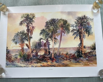 Fouché . "Edisto Beach" . Lithograph from Original Watercolor . Numbered . 621/3000 . Pencil Signed . Dated . Personal Dedication .