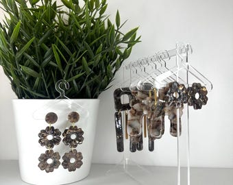 Collection «Poussières ambrées » boucles d’oreilles en polymère