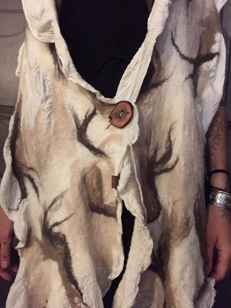 Woodland Forest inspired Wool felt vest OOAK felt vest LARP Cosplay Costume Nuno felted Vest Aldon Wool and Cotton handfelted vest