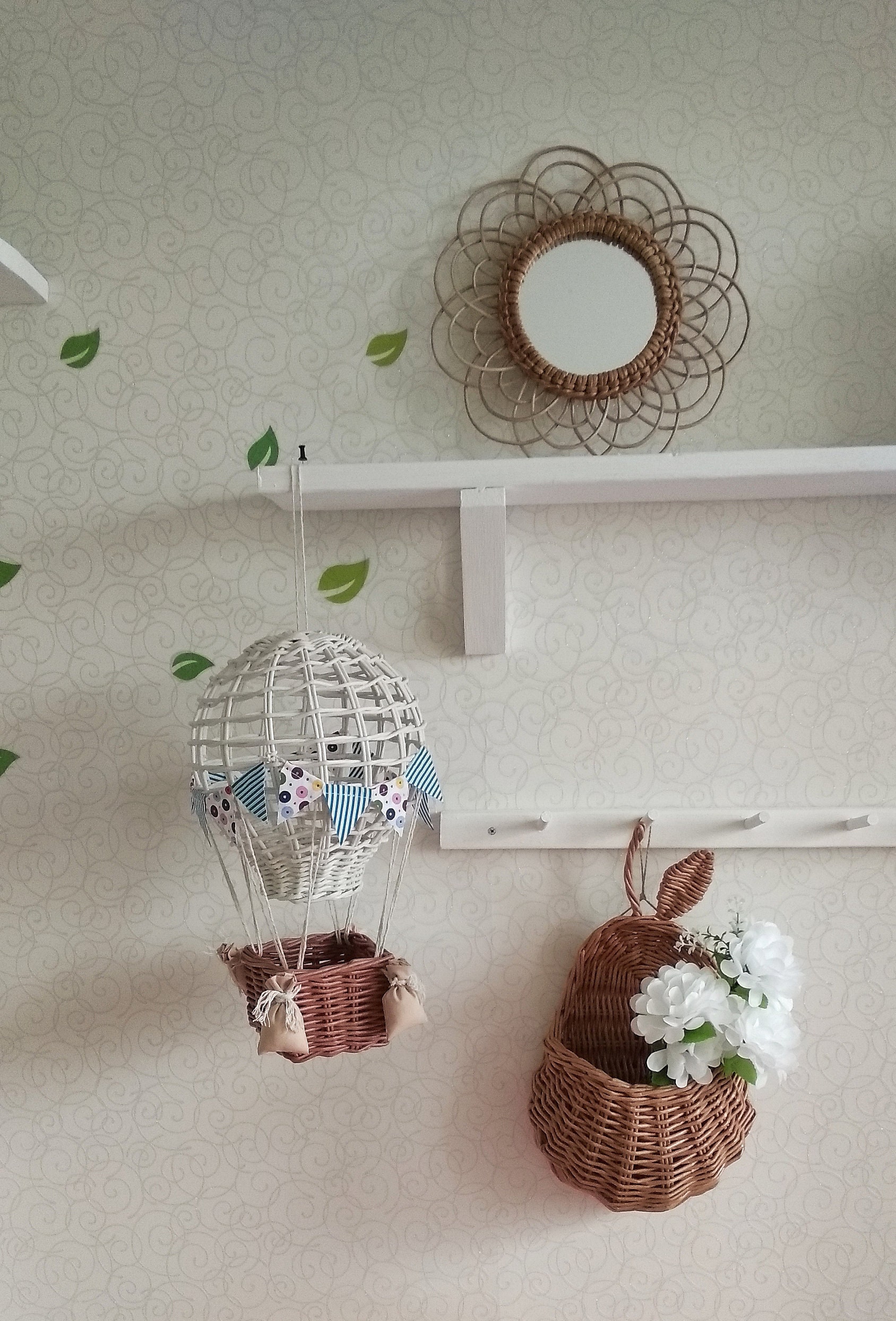Wicker toy hanging basket in the pear shape kids room Etsy