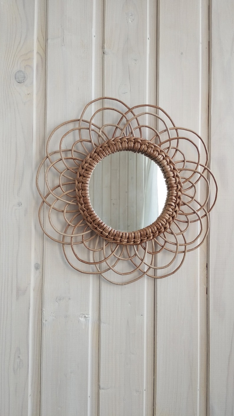 Wicker openwork framed mirror for wall decor cute home decor Etsy