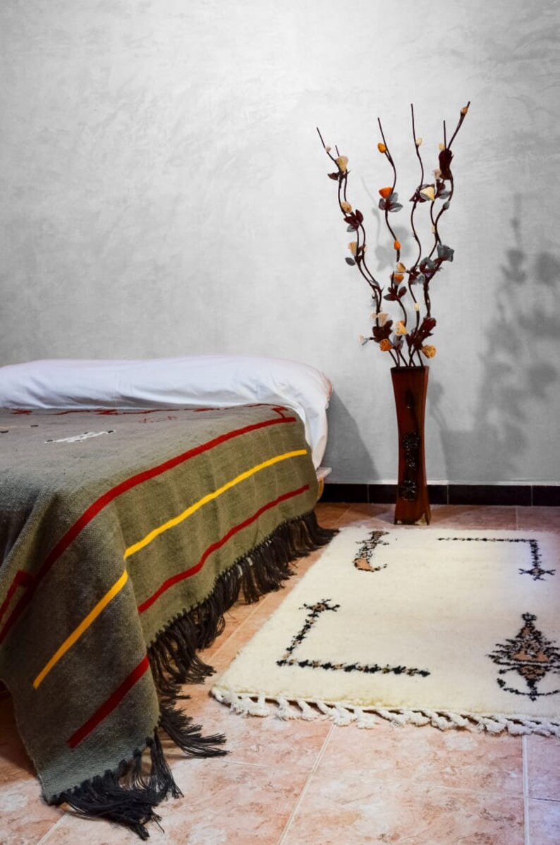 Natural Wool Bed Cover Bedspread grey Handmade in Morocco Etsy