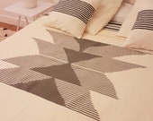 Natural Wool bed cover bedspread (Beige) - Handmade in Morocco