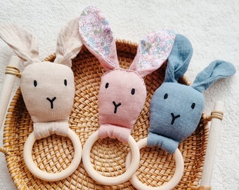 Baby rattles, bunny rattle, Liberty bunny, newborn gift, present for baby, personalised gift, custom present, new baby, Easter gift