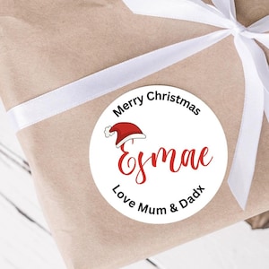 Personalised Christmas stickers, 24 custom stickers, gift wrap, personalised christmas stickers for gift tags name labels present wrapping