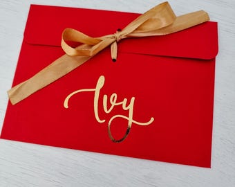 Personalised kraft gift envelopes, money wallet, gift voucher pouch, voucher wallet, Christmas envelope, card, Christmas money envelope