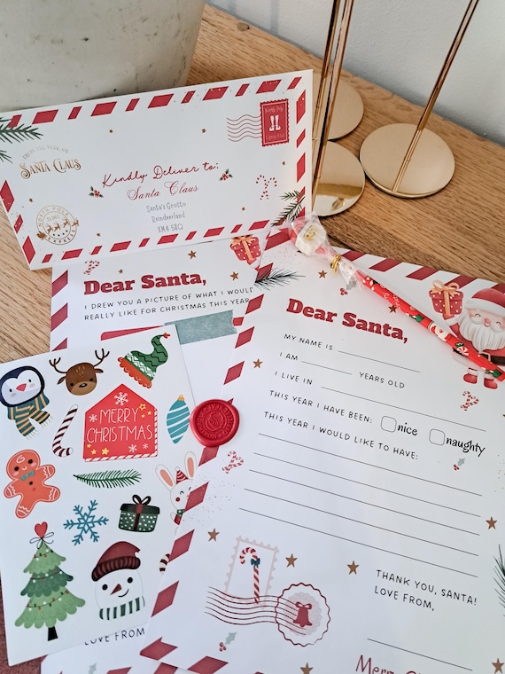 Letter to santa pack, santa letter kit, kids christmas activity, santa letter writing kit, north pole letter,  kids christmas tradition