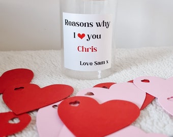 Personalised reasons why I love you jar, valentines day, gift for someone special, anniversary, romantic present, wedding gift