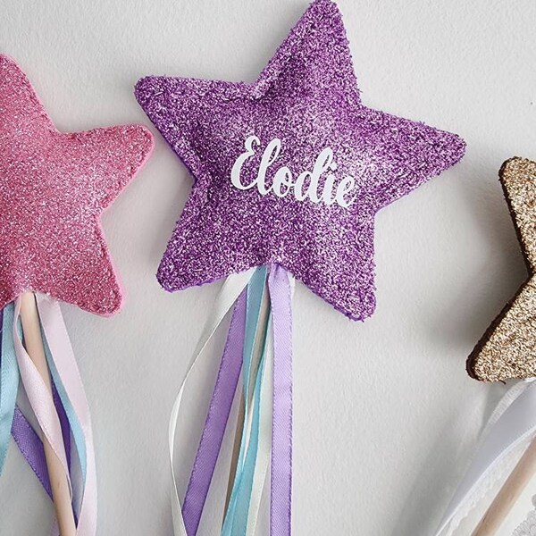 Personalised glitter wand, magical wand, dressing up, flower girl wand, photo prop, personalised gift, fairy wand, toddler gift