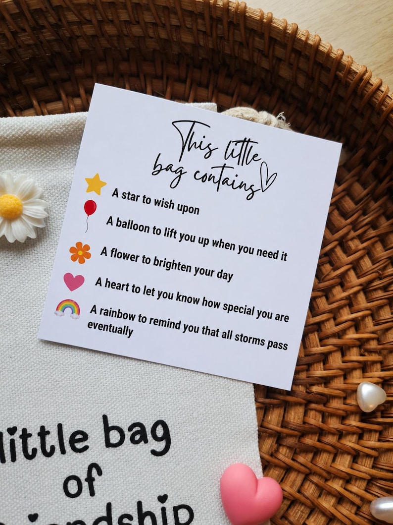 Little Bag of Friendship, Sentimental Gift of Reminders, Comfort & Support Gift for Friend,Thinking of You Care Package, Encouragement gift image 3