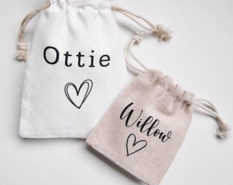 Personalised cotton muslin bag, custom drawstring pouch, reusable gift bag, favour, goody bag, keepsake, wedding, party bag, Bridesmaids box