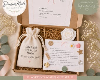 Little Bag of Wedding Wishes | Personalised Wedding Gift | Silver Sixpence | Bridal Shower Present | Couples Keepsakes
