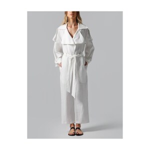 Linen Jumpsuit with Large Lapels and Epaulettes