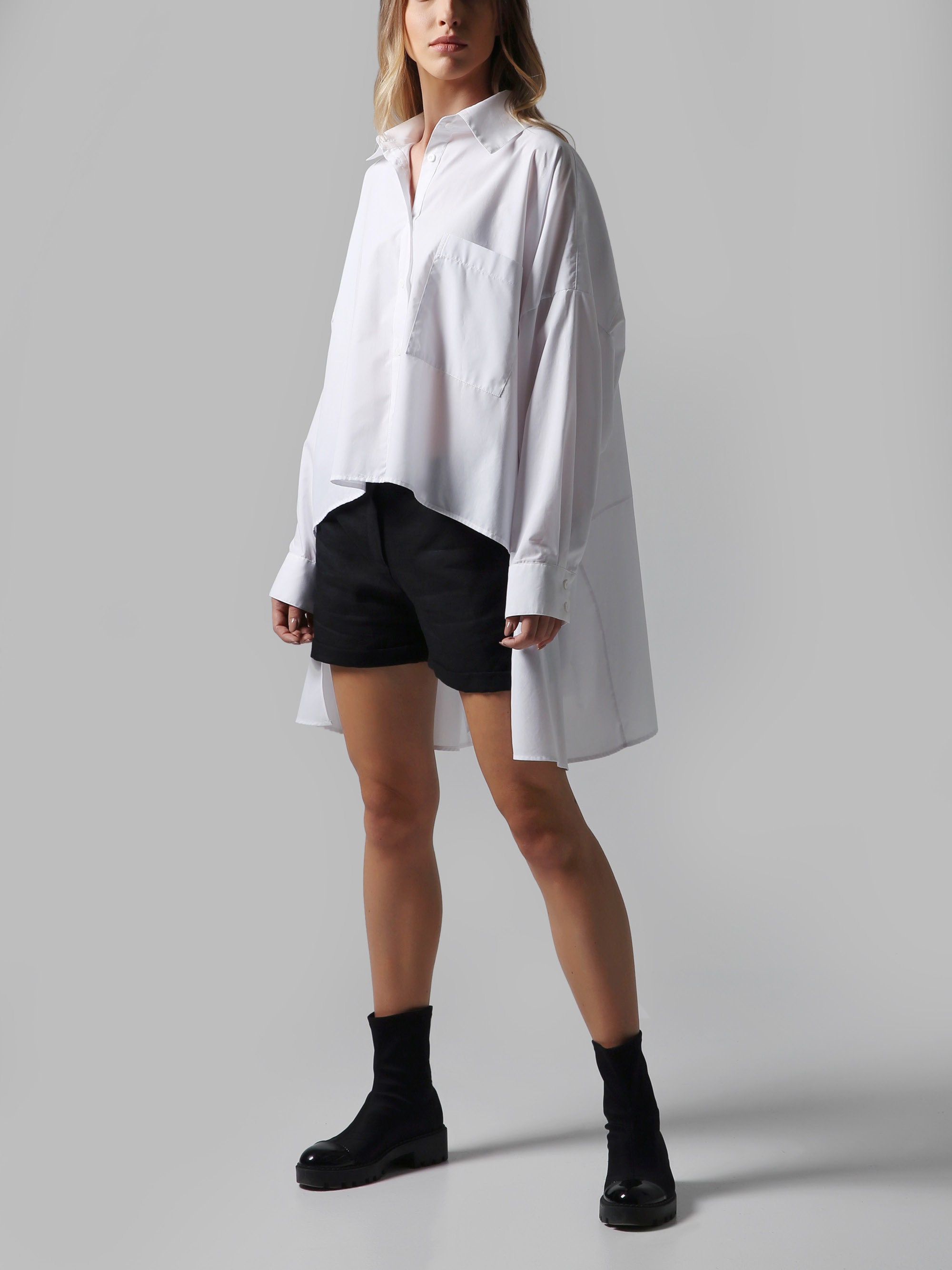トップス roughlow Asymmetric FlapOversized Blouse Asymmetric Flap Oversized Blouse(white) 8月下旬から9月上旬頃