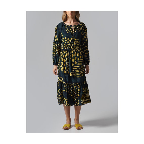 Printed Silk Midi Dress - Etsy Printed Silk Midi Dress - Etsy